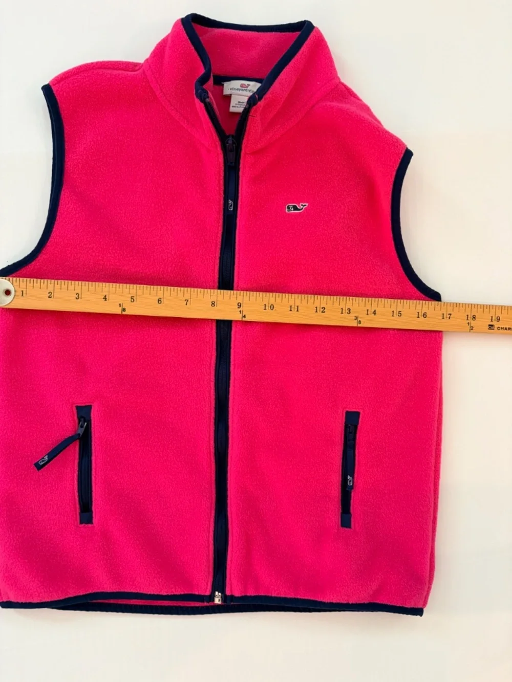 Vineyard Vines Girls Harbor Fleece Vest Sz L (14) Hot Pink Full Zip